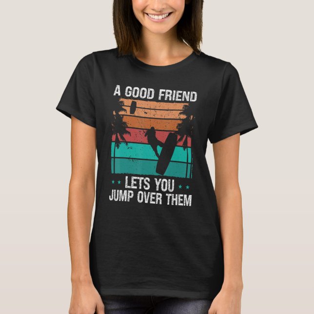 Kiteboarder jump over friend Kitesurfer Kite Kiteb T-Shirt (Vorderseite)