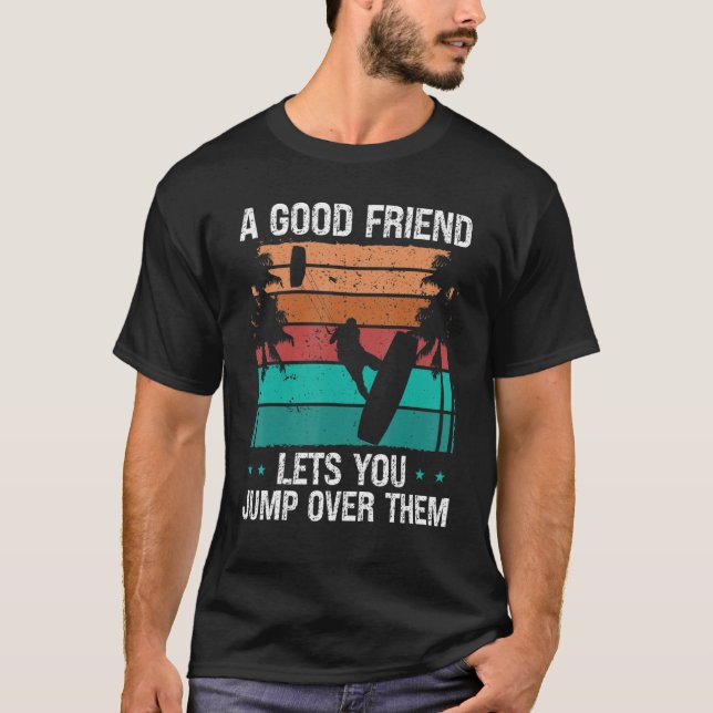 Kiteboarder jump over friend Kitesurfer Kite Kiteb T-Shirt (Vorderseite)