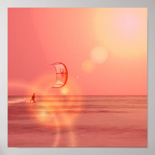 Kiteboarder Sonnenuntergang-Druck Poster