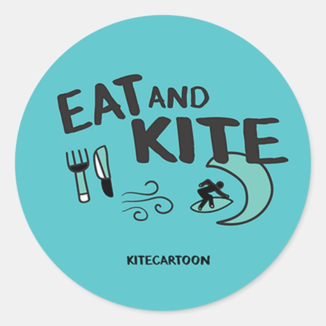 Kiteboarding/kitesurfing - Eat and Kite Runder Aufkleber (Vorderseite)