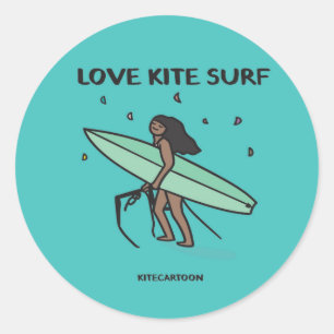 Kiteboarding/kitesurfing - Liebe kitesurf Runder Aufkleber