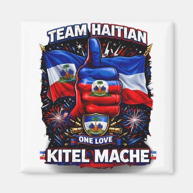 Kitel Mache Haiti One Love Flagge Magnet (Vorne)