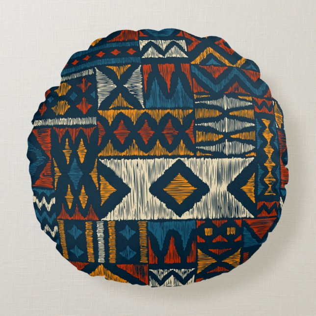Kitengue chitenge Pattern Africa Rundes Kissen (Vorderseite)