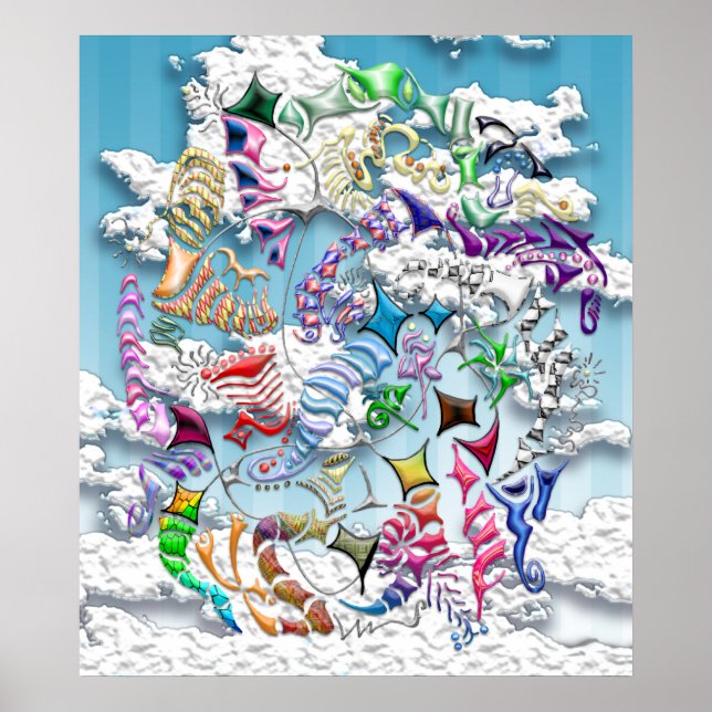 Kites bekämpfen — blau poster (Vorne)