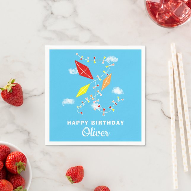 Kites Blue Sky Kinder Happy Birthday Party Serviette (Beispiel)