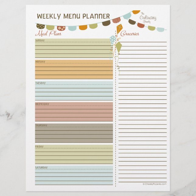 Kites Weekly Menu Planner Flyer (Vorderseite)