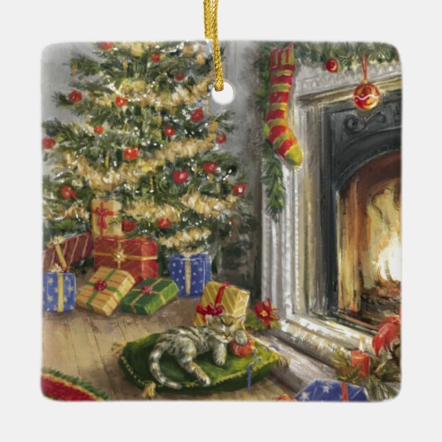 Kitesurfen am Weihnachtsbaum Keramikornament (Vorderseite)