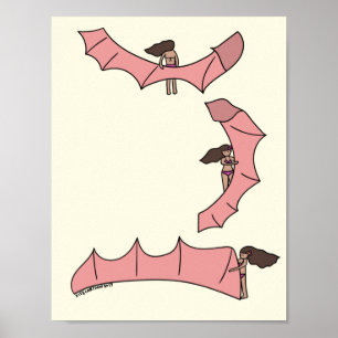 Kitesurfen/Kiteboarding - Kitemädchen mit Kitesurf Poster