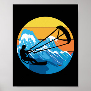 Kitesurfen Kitesurf Kiteboarding Retro Vintag Poster