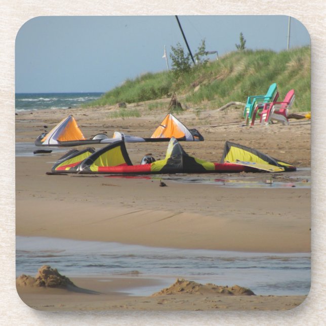 Kitesurfer am Lake Michigan Getränkeuntersetzer (Vorderseite)
