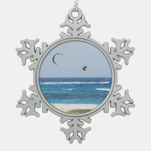 Kitesurfing Schneeflocken Zinn-Ornament