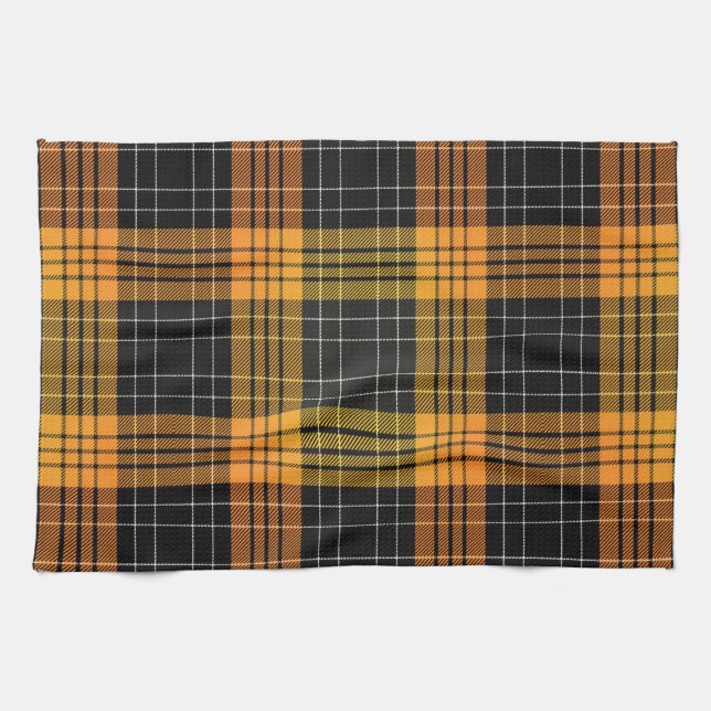 Kitetücher schwarz Orange Fall Halloween Kariert Geschirrtuch (Horizontal)