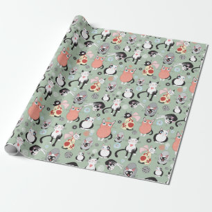 Kitkatzen Katzenliebhaber Verpackungspapier Geschenkpapier
