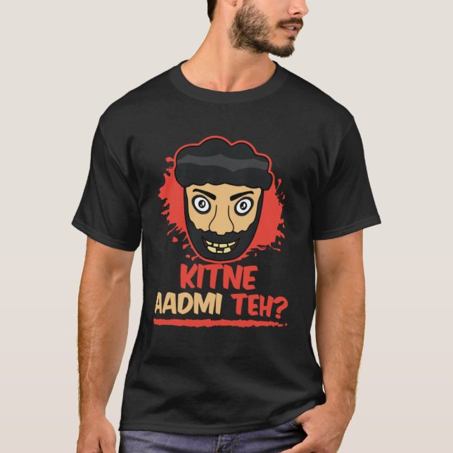 Kitne Aadmi Teh Desi Bollywood Sarcastic  Hindi Pu T-Shirt (Vorderseite)