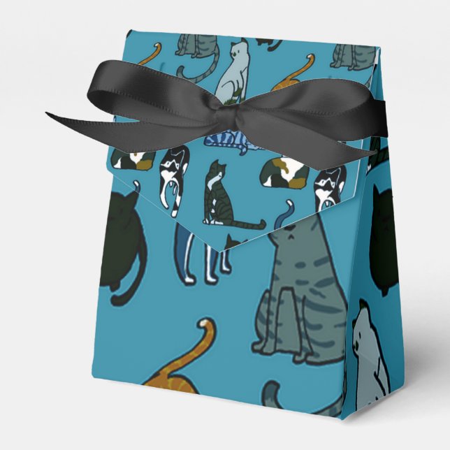 Kitner Corner Cat Pattern Bevorzugung Box Geschenkschachtel (Vorderseite)