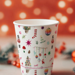 Kitsch Christmas   Retro Holiday Party Monogramm Pappbecher