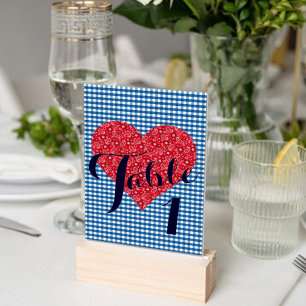 Kitsch Gingham Country Wedding Barbecue Tischnummer