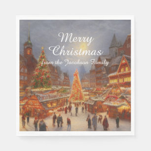 Kitsch Nostalgic German Christmas Market Greetings Serviette