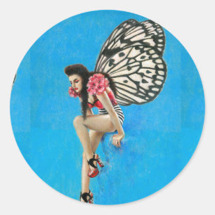 Kitsch Vintage Rockabilly Feen-Aufkleber Runder Aufkleber