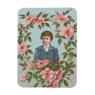 Kitschige alte deutsche Valentinskarte, 1884 Magnet