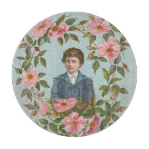 Kitschige antike deutsche Valentinskarte, 1884 Schneidebrett