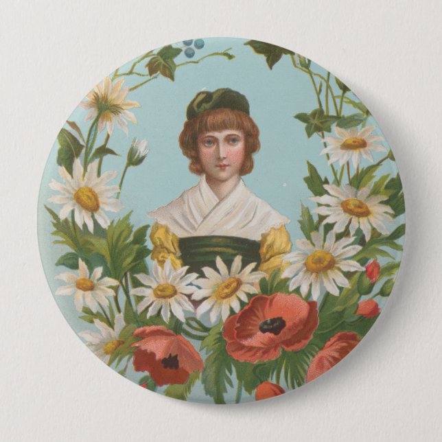 Kitschige Retro-Deutsche Valentinskarte, 1884 Button (Vorderseite)