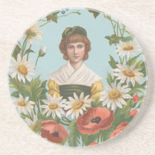 Kitschige Retro-Deutsche Valentinskarte, 1884 Getränkeuntersetzer