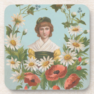 Kitschige Retro-Deutsche Valentinskarte, 1884 Getränkeuntersetzer