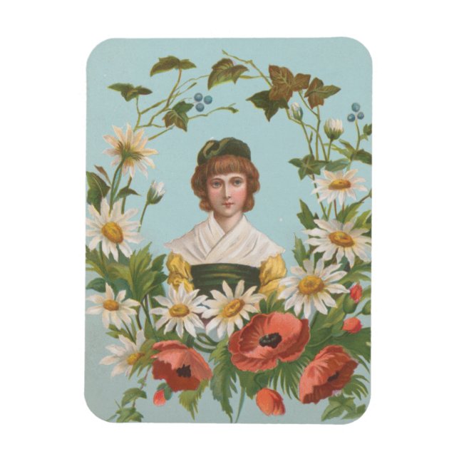 Kitschige Retro Deutsche Valentinskarte, 1884 Magnet (Vertikal)