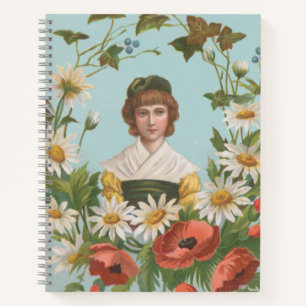 Kitschige Retro-Deutsche Valentinskarte, 1884 Notizbuch