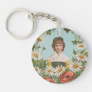 Kitschige Retro-Deutsche Valentinskarte, 1884 Schlüsselanhänger