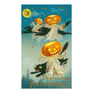 Kitschige skurrile Vintage-Halloween-Postkarte, 19 Fotodruck