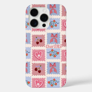 Kitschige Stempel Herzen Schleifen und Kirschen iPhone 16 Pro Hülle