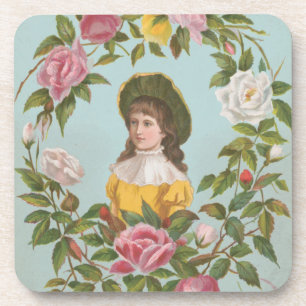 Kitschige Vintage Deutsche Valentinskarte, 1884 Getränkeuntersetzer