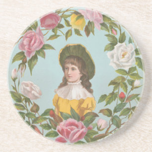 Kitschige Vintage Deutsche Valentinskarte, 1884 Getränkeuntersetzer