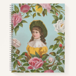 Kitschige Vintage Deutsche Valentinskarte, 1884 Notizbuch