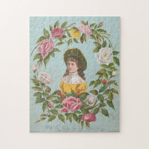 Kitschige Vintage Deutsche Valentinskarte, 1884 Puzzle