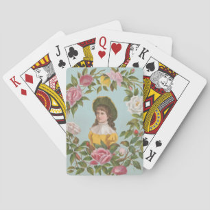 Kitschige Vintage Deutsche Valentinskarte, 1884 Spielkarten