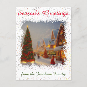 Kitschige Weihnachtsbäume Saisonale Grüße Feiertagspostkarte
