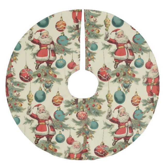 Kitschiger Weihnachtsmann und Weihnachtsbaumschmuc Polyester Weihnachtsbaumdecke (Vorderseite)
