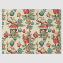 Kitschiger Weihnachtsmann und Weihnachtsdekoration
