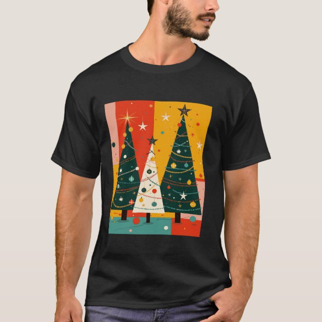Kitschmas Christmas Fir Tree Retro Vector T-Shirt (Vorderseite)