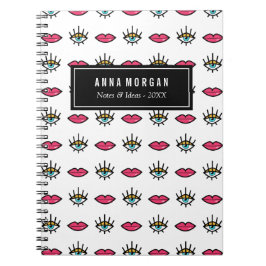 Kitschy Eyes & Lips Individuelle Name Notizblock