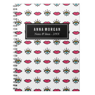Kitschy Eyes & Lips Individuelle Name Notizblock
