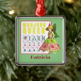 Kitschy Mahjong Queen Personalisiert Ornament Aus Metall