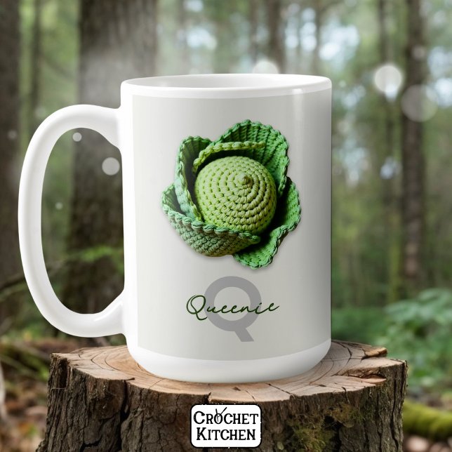 Kitschy Modern Granny Garden Crochet Cabbage Name Kaffeetasse (Von Creator hochgeladen)