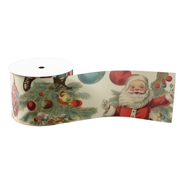 Kitschy Santa and Ornaments  Ripsband (Spule)
