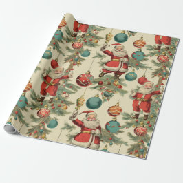Kitschy Santa und Ornamente Umschlagpapier Geschenkpapier