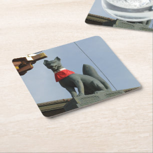 Kitsune キ ネ (Fox) mit Jewel in Mouth Rechteckiger Pappuntersetzer