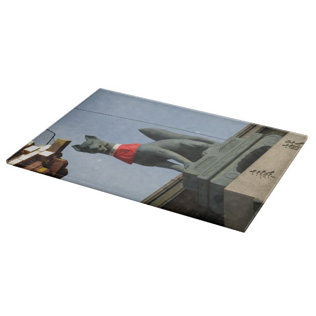 Kitsune キ ネ (Fox) mit Jewel in Mouth Schneidebrett (Ecke)